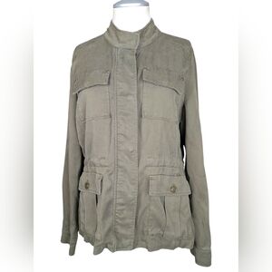 Contemporaine Olive Green Lightweight Women's Military Style Utility Jacket M